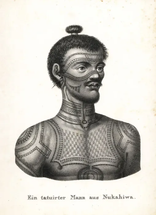 Framed Print : Tattooed warrior of Nuka Hiva, Marquesas Islands (Nukahiwa) Framed Print : Tattooed warrior of Nuka Hiva, Marquesas Islands (Nukahiwa)