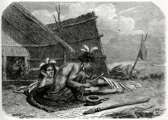 Framed Print : Tattooing a Maori Chief in New Zealand, during a period of conflict that included Framed Print : Tattooing a Maori Chief in New Zealand, during a period of conflict that included