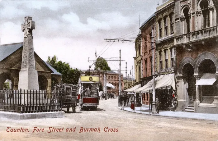 Framed Print : Taunton, Somerset - Fore Street and Burma War Memorial Framed Print : Taunton, Somerset - Fore Street and Burma War Memorial