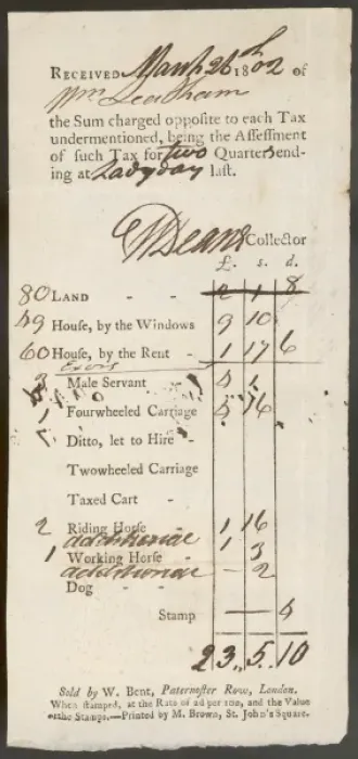 Framed Print : Tax Receipt 1802 Framed Print : Tax Receipt 1802