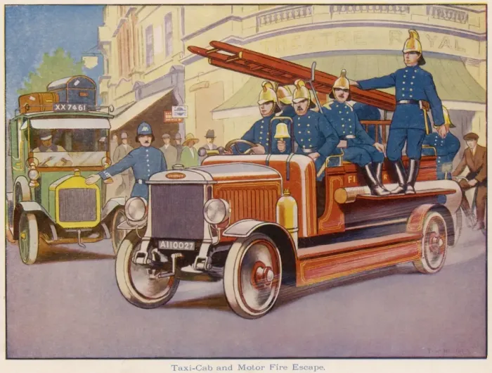 Framed Print : Taxi Cab and Motor Fire Escape Framed Print : Taxi Cab and Motor Fire Escape