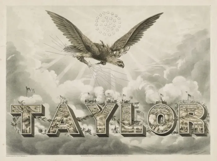 Framed Print : Taylor. A campaign print, grandiose in design Framed Print : Taylor. A campaign print, grandiose in design