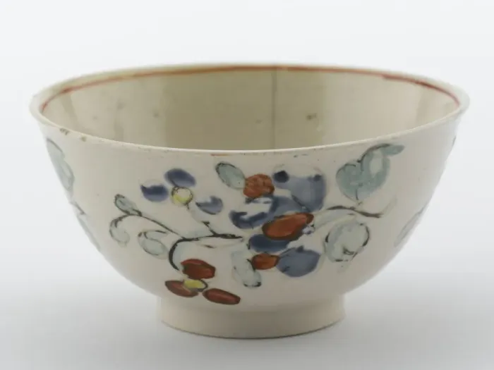 Framed Print : Tea bowl. Salt-glazed stoneware bowl with overglaze enamel decoration of flowers in pink Framed Print : Tea bowl. Salt-glazed stoneware bowl with overglaze enamel decoration of flowers in pink