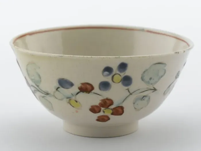 Framed Print : Tea bowl. Salt-glazed stoneware bowl with overglaze enamel decoration of flowers in pink Framed Print : Tea bowl. Salt-glazed stoneware bowl with overglaze enamel decoration of flowers in pink