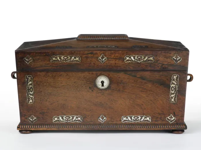 Framed Print : Tea caddy made from rosewood with mother-of-pearl inlays Framed Print : Tea caddy made from rosewood with mother-of-pearl inlays
