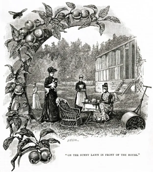 Framed Print : TEA IN THE GARDEN 1890 Framed Print : TEA IN THE GARDEN 1890