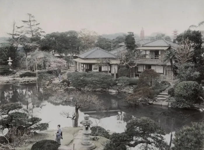 Framed Print : Tea house garden at Mukojima, Tokyo Framed Print : Tea house garden at Mukojima, Tokyo