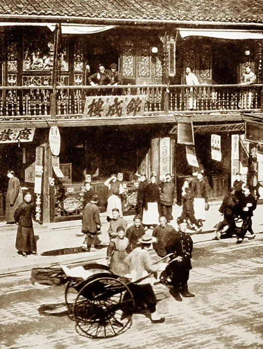 Framed Print : Tea House, Nanking Road, Shanghai, China, early 1900s Framed Print : Tea House, Nanking Road, Shanghai, China, early 1900s