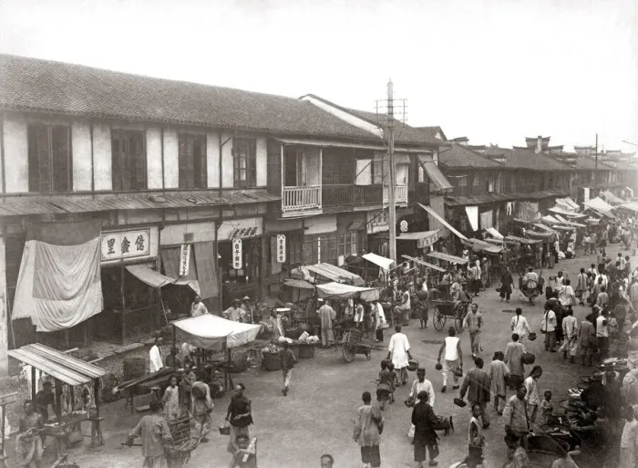 Framed Print : Tea house, Shanghai, China, circa 1880s. Date: circa 1880s Framed Print : Tea house, Shanghai, China, circa 1880s. Date: circa 1880s
