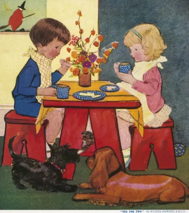 Framed Print : Tea for Two by Muriel Dawson