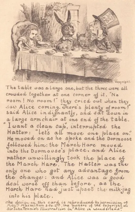 Framed Print : Tea party. Fuller and Richard - The Wonderland Postcards - Seven Designs Date: 1910 Framed Print : Tea party. Fuller and Richard - The Wonderland Postcards - Seven Designs Date: 1910