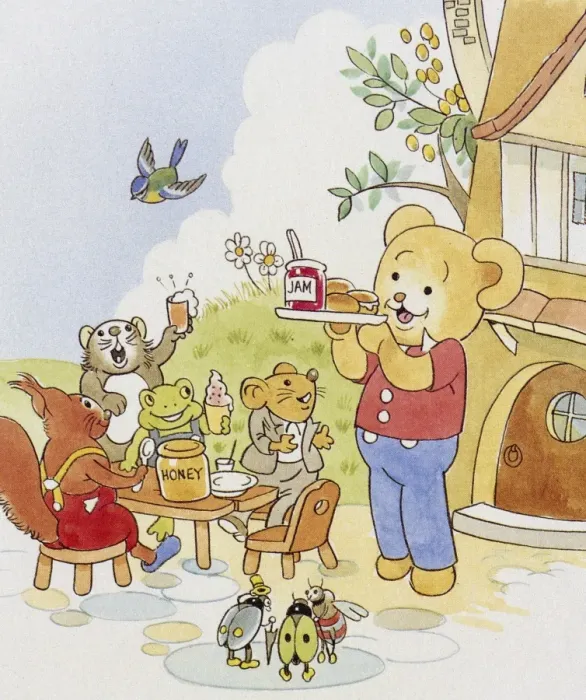 Framed Print : Tea party for a bear and his friends Framed Print : Tea party for a bear and his friends