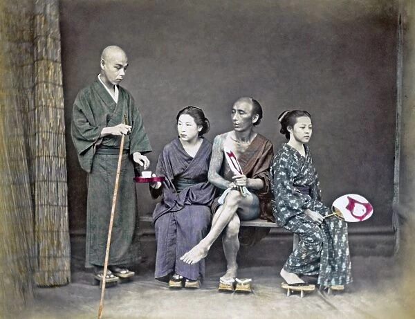 Tea for pilgrims, Japan, circa 1880s - Studio tableau