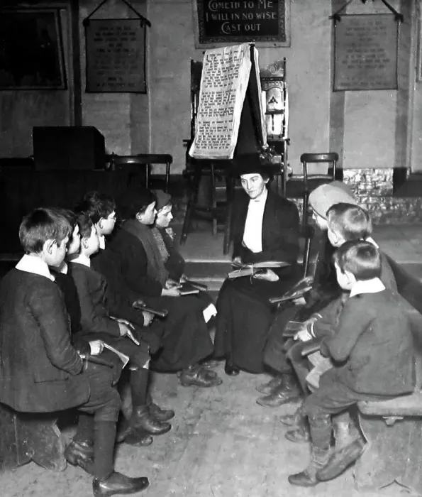 Framed Print : Teacher and children at a Ragged School Framed Print : Teacher and children at a Ragged School