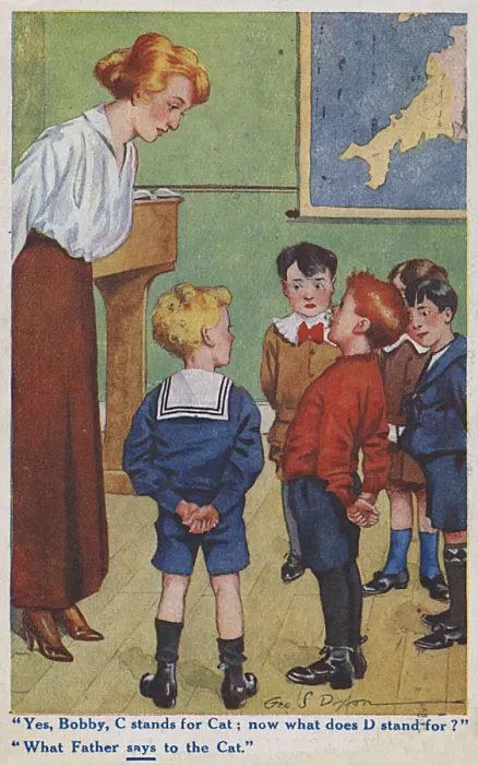 Framed Print : Teacher gets funny response from young boy Framed Print : Teacher gets funny response from young boy