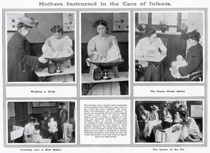 Framed Print : Teaching Mothers to Care for their Infants 1907 Framed Print : Teaching Mothers to Care for their Infants 1907
