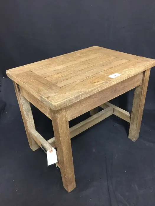 Framed Print : Teak footstool recycled from a ship Framed Print : Teak footstool recycled from a ship