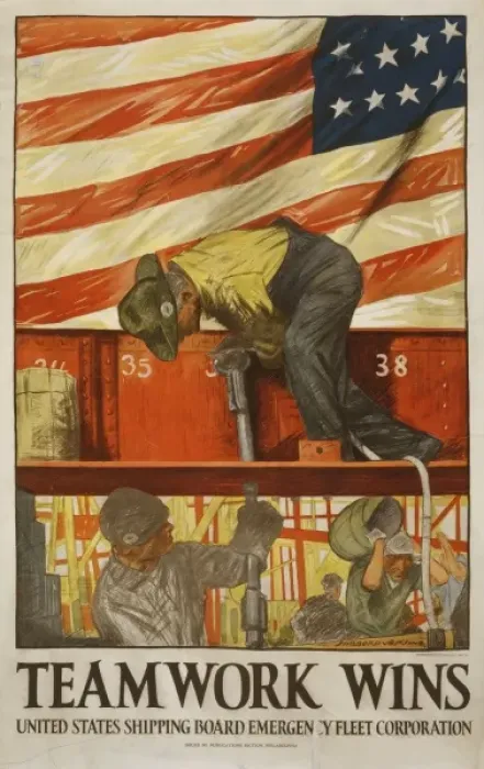 Framed Print : Teamwork wins - United States Shipping Board Emergency Fleet Framed Print : Teamwork wins - United States Shipping Board Emergency Fleet