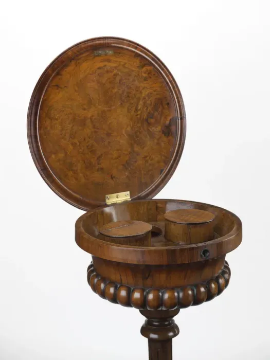 Framed Print : Teapoy. Walnut teapoy with a carved tripod foot Framed Print : Teapoy. Walnut teapoy with a carved tripod foot