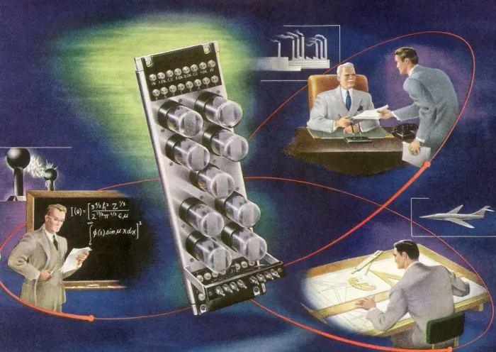 Framed Print : Technologys Orbits Date: 1950 Framed Print : Technologys Orbits Date: 1950