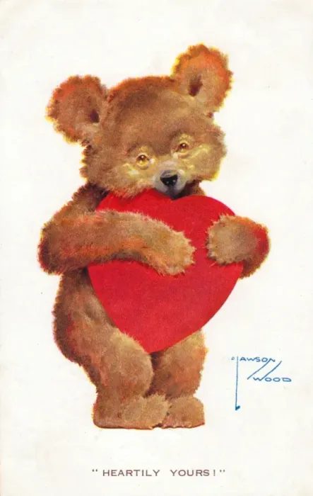 Framed Print : Teddy bear with a large red heart on a Valentine postcard Framed Print : Teddy bear with a large red heart on a Valentine postcard