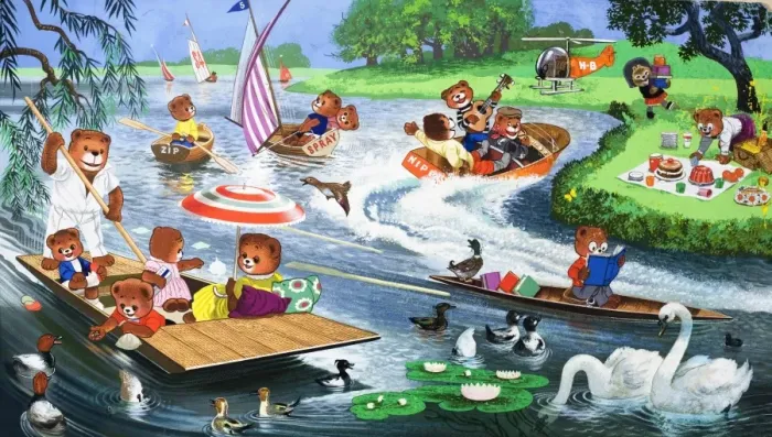 Framed Print : Teddy Bears on the River Framed Print : Teddy Bears on the River