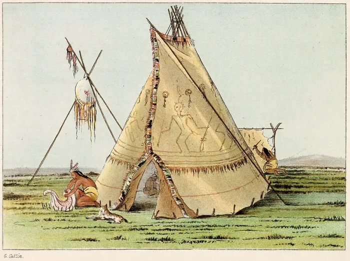Framed Print : A teepee. Date: circa 1830 Framed Print : A teepee. Date: circa 1830