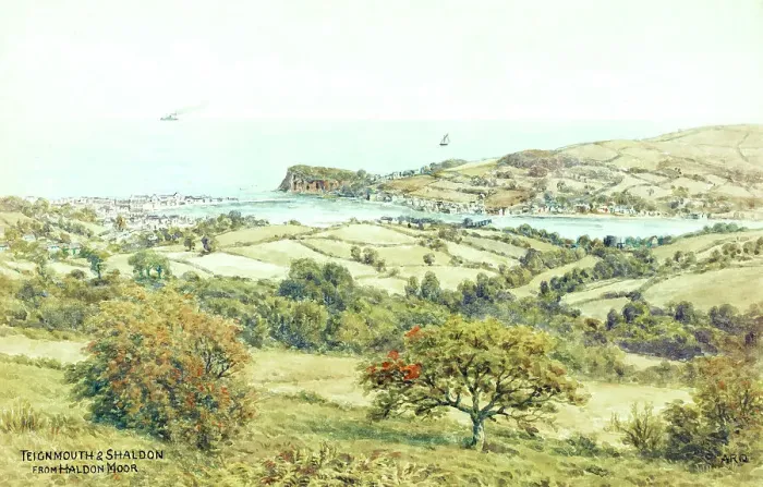 Framed Print : Teignmouth and Shaldon, Devon, from Haldon Moor Framed Print : Teignmouth and Shaldon, Devon, from Haldon Moor