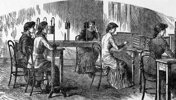 Framed Print : Telephone Exchange 1883 Framed Print : Telephone Exchange 1883