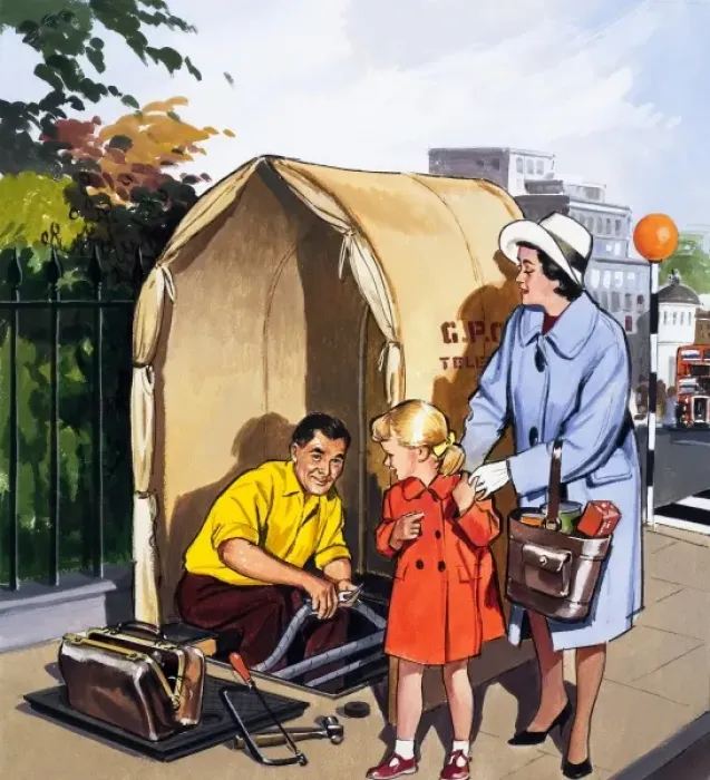Framed Print : Telephone Repairs Man Framed Print : Telephone Repairs Man