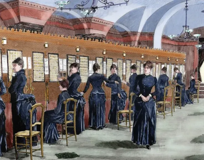 Framed Print : Telephone service in Madrid. Central office Framed Print : Telephone service in Madrid. Central office