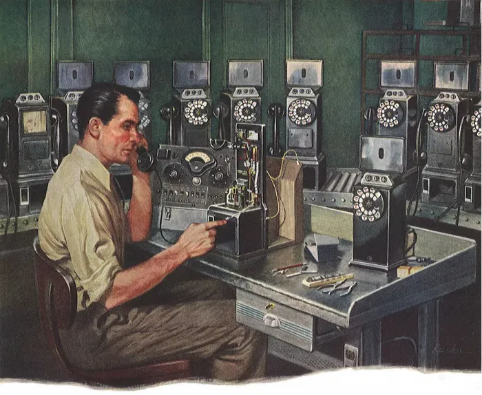 Framed Print : Telephone Technician Framed Print : Telephone Technician
