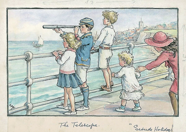 The Telescope Seaside Holidays Children's Postcard