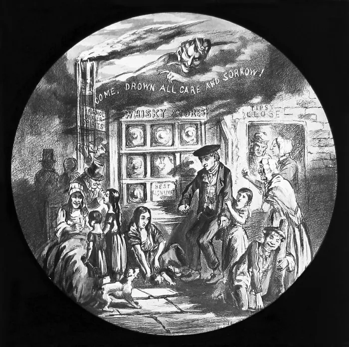 Framed Print : Temperance magic lantern slide Victorian period