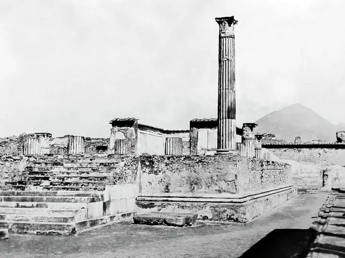 Framed Print : Temple of Apollo and Vesuvius, Pompeii, Italy Framed Print : Temple of Apollo and Vesuvius, Pompeii, Italy