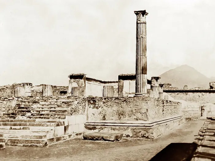Framed Print : Temple of Apollo and Vesuvius, Pompeii, Italy Framed Print : Temple of Apollo and Vesuvius, Pompeii, Italy