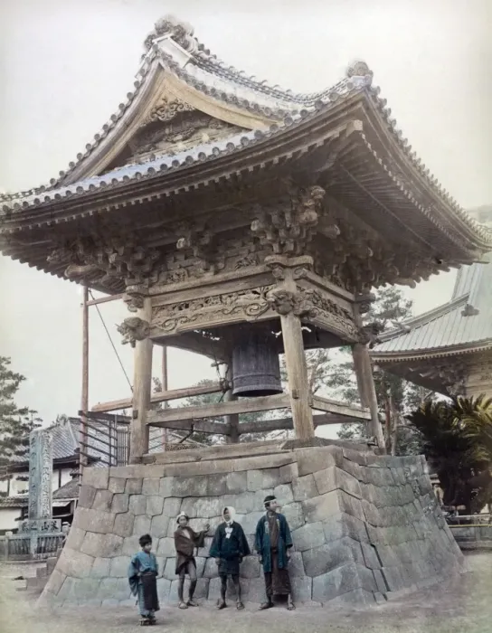 Framed Print : Temple Bell at Kawasaki, Japan, circa 1880s Framed Print : Temple Bell at Kawasaki, Japan, circa 1880s