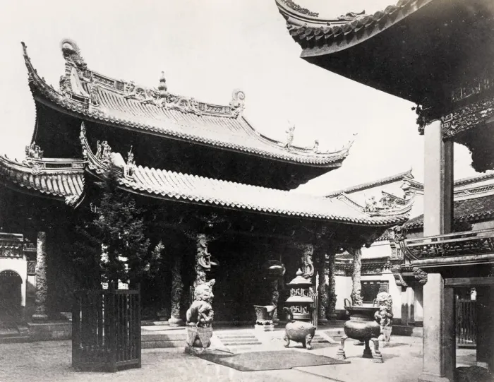 Framed Print : Temple courtyard with bronze artifacts, Shanghai China Framed Print : Temple courtyard with bronze artifacts, Shanghai China