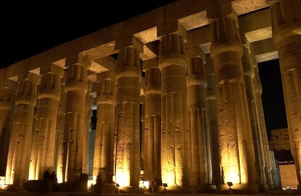 Temple of Luxor. Night view of the hypostyle. Egypt