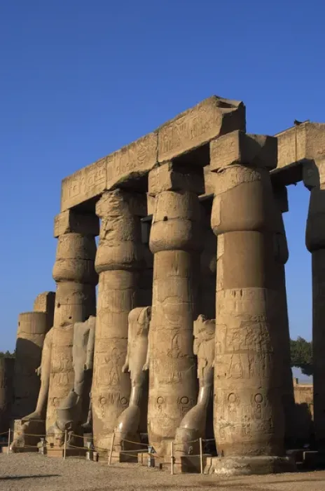 Framed Print : Temple of Luxor. Smooth shaft columns with closed papyrus ca
