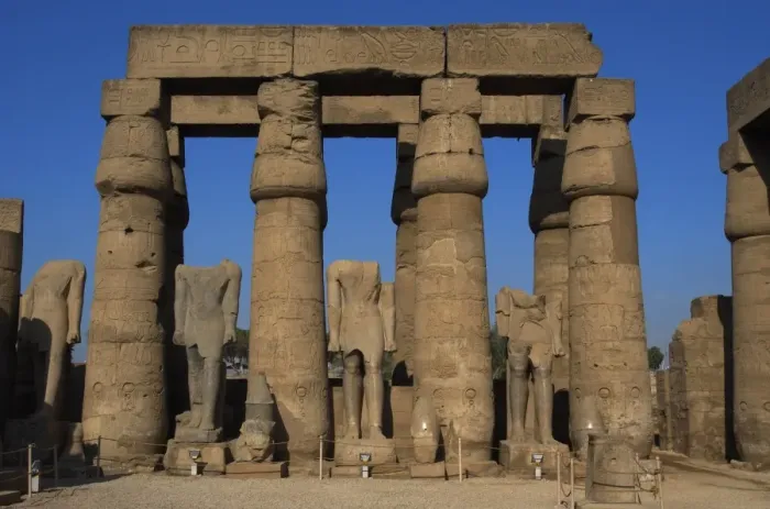 Framed Print : Temple of Luxor. Smooth shaft columns with closed papyrus ca Framed Print : Temple of Luxor. Smooth shaft columns with closed papyrus ca