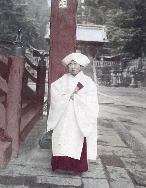 Temple miko or shrine maiden Japan, c. 1890