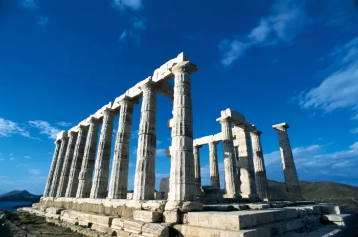 Framed Print : Temple of Poseidon at Cape Sounion. 444-440 B. C Framed Print : Temple of Poseidon at Cape Sounion. 444-440 B. C