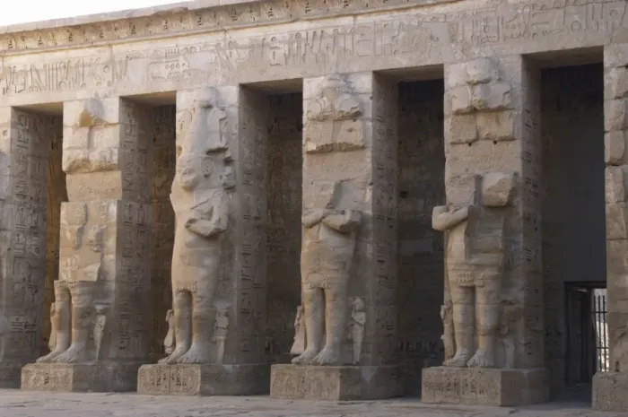 Framed Print : Temple of Ramses III. Great colossal statues of Ramses III d Framed Print : Temple of Ramses III. Great colossal statues of Ramses III d
