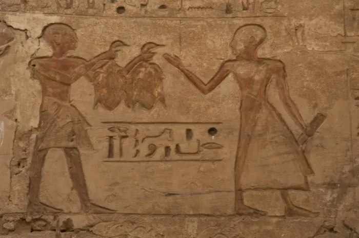 Framed Print : Temple of Ramses III. Two priests with shaved heads. One of t Framed Print : Temple of Ramses III. Two priests with shaved heads. One of t