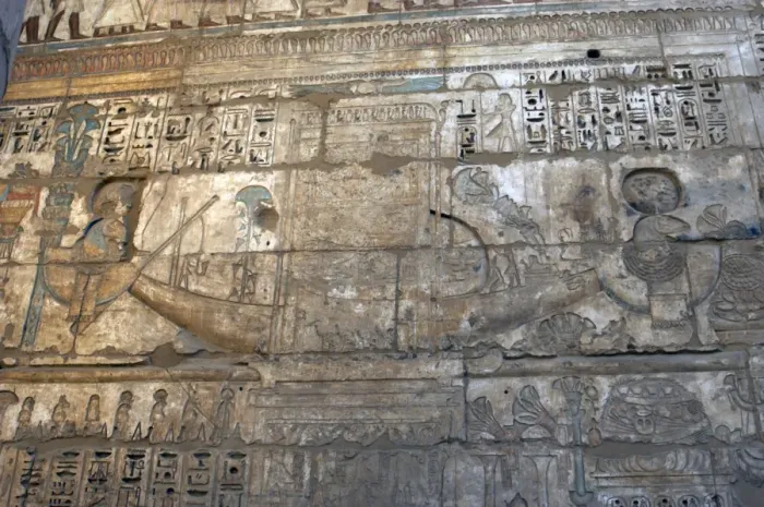 Framed Print : Temple of Ramses III. Sacred solar boat procession. Relief Framed Print : Temple of Ramses III. Sacred solar boat procession. Relief