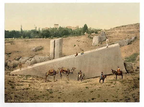 Temple of the Sun, center stone, Baalbek, Holy Land, (i. e