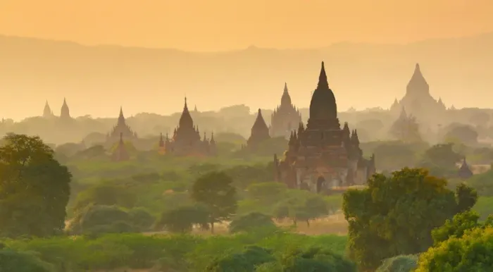 Framed Print : Temples and pagodas at sunset, Plain of Bagan, Myanmar Framed Print : Temples and pagodas at sunset, Plain of Bagan, Myanmar
