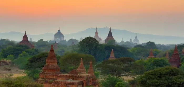 Framed Print : Temples and pagodas at sunset, Plain of Bagan, Myanmar Framed Print : Temples and pagodas at sunset, Plain of Bagan, Myanmar