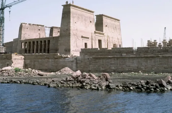 Framed Print : Temples of Philae, being moved to prevent submersion Framed Print : Temples of Philae, being moved to prevent submersion